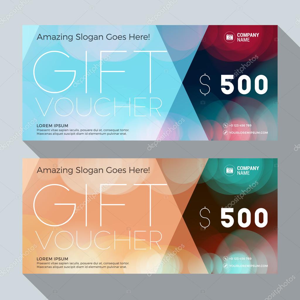 Gift Voucher Vector Design Print Template. Discount Card. Gift Certificate. 2 Color Themes. Vector Illustration