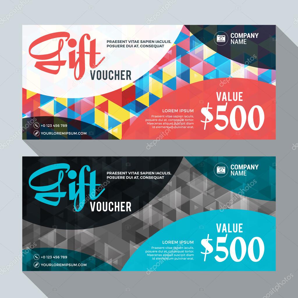 Gift Voucher Vector Design Print Template. Discount Card. Gift Certificate. 2 Color Themes. Vector Illustration