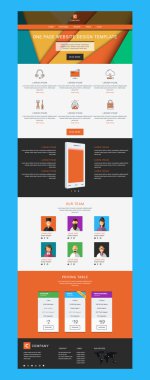 One Page Website Vector Design Template in Flat Style