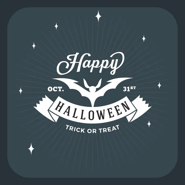 Retro Happy Halloween Badge, Sticker, Label. Design Element for Greetings Card or Party Flyer. Vector Illustration — Stockový vektor