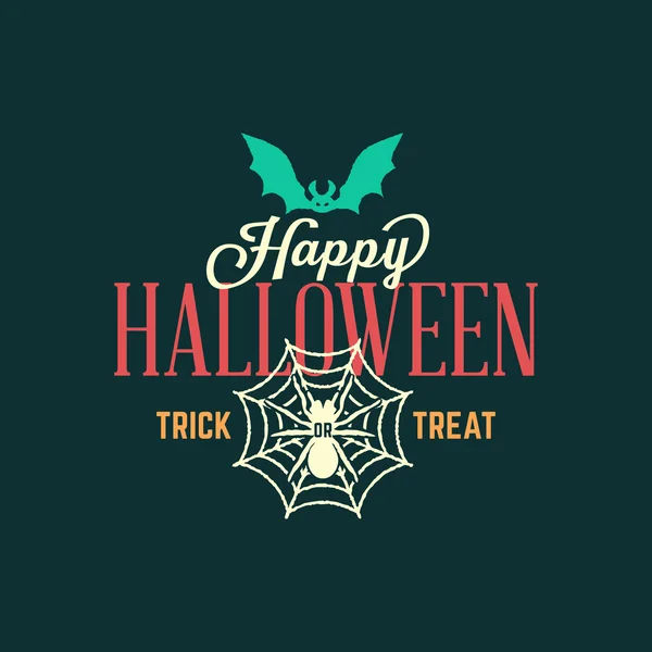 Retro Happy Halloween Badge, Sticker, Label. Design Element for Greetings Card or Party Flyer. Vector Illustration — Stock vektor