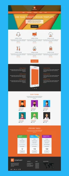 One Page Website Vector Design Template in Flat Style — Stok Vektör
