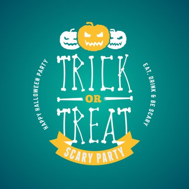 Retro Happy Halloween Badge, Sticker, Label. Design Element for Greetings Card or Party Flyer. Vector Illustration