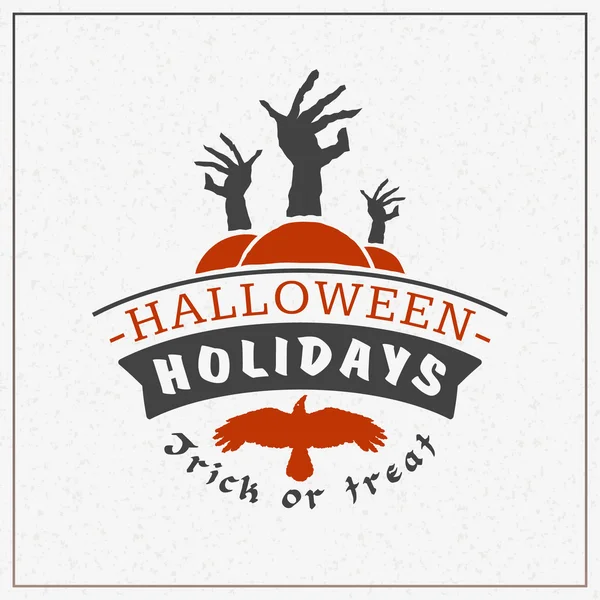 Retro-Happy-Halloween-Abzeichen, Aufkleber, Aufkleber. Gestaltungselement für Grußkarten oder Partyflyer. Vektorillustration — Stockvektor