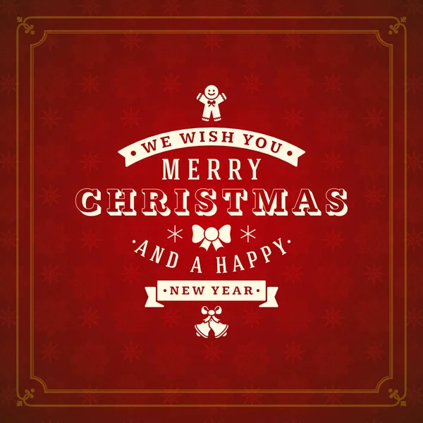 Веселих різдвяних вітальних листівок з вінтажним типографічним значком. Векторна ілюстрація — стоковий вектор