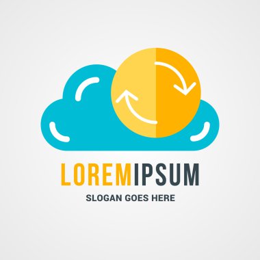 Vector Logo Template. Cloud Icon with Update Symbol. Logo for Cloud Storage Service