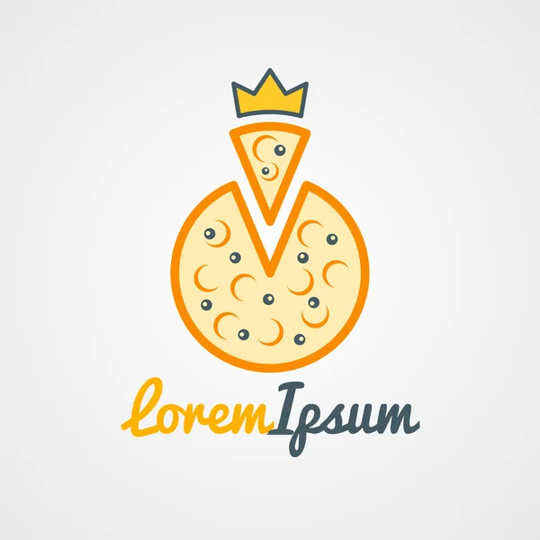 Plantilla de logotipo vectorial. Pizza con corona dorada. Logo para Pizzerías — Archivo Imágenes Vectoriales