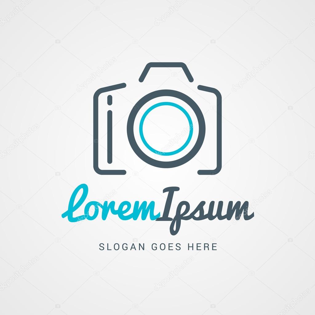 Vector Logo Template. Thin Line Vector Camera. Logo for Photographer or Studio