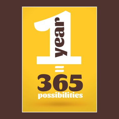 Motivasyonel tipografik teklif - 1 yıl - 365 olanakları. Vektör tipografik arka plan tasarımı