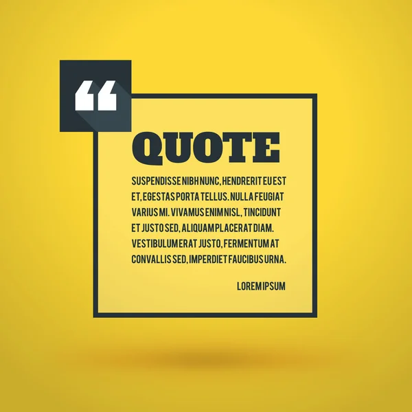 Quote Blank Vector Design Template. Vector Typographic Background Design. Quote Text Bubble. Black Square Text Bubble on Yellow Background — Διανυσματικό Αρχείο