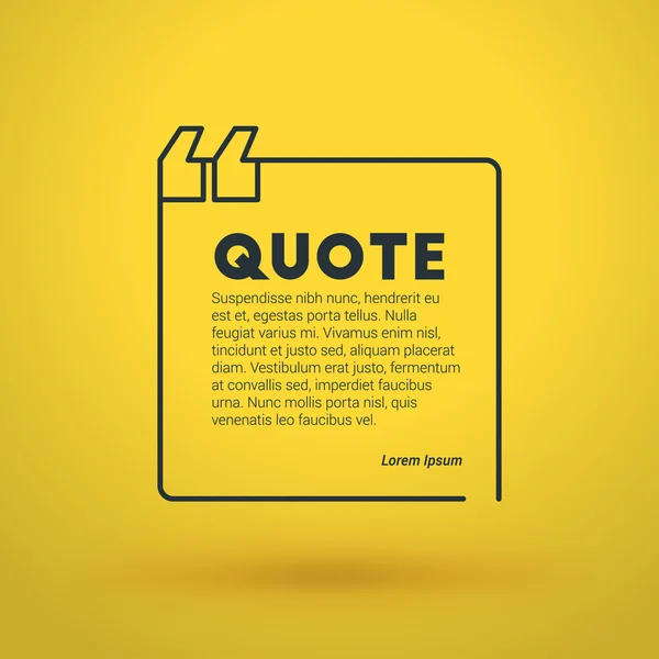 Quote Blank Vector Design Template. Vector Typographic Background Design. Quote Text Bubble. Black Square Text Bubble on Yellow Background — Wektor stockowy