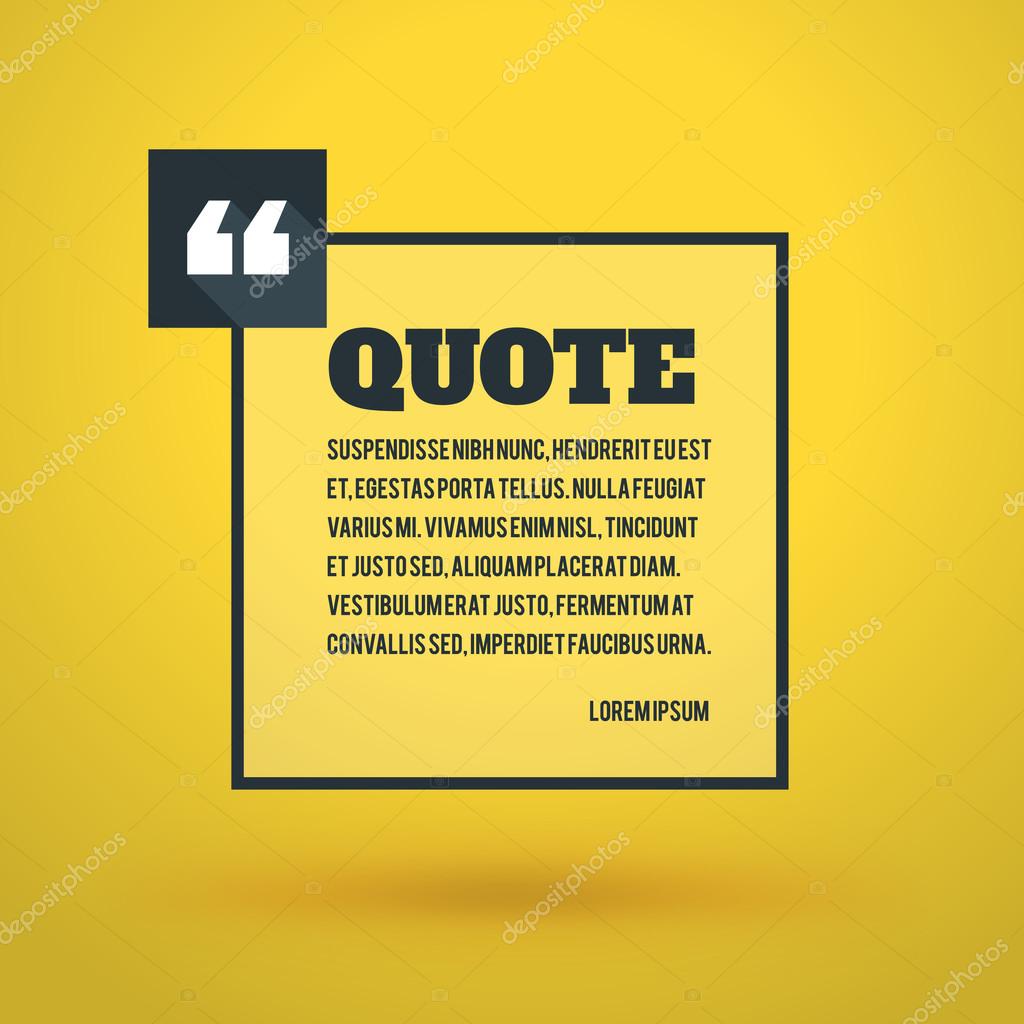 Quote Blank Vector Design Template. Vector Typographic Background Design.  Quote Text Bubble. Black Square Text Bubble on Yellow Background Stock  Vector Image by ©AntartStock #88539254