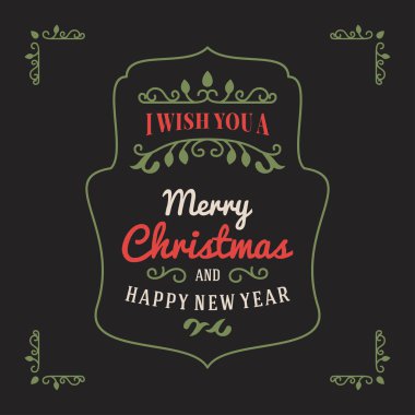 Vintage Retro Merry Christmas Greetings Badge. Vector Illustration on Dark Background