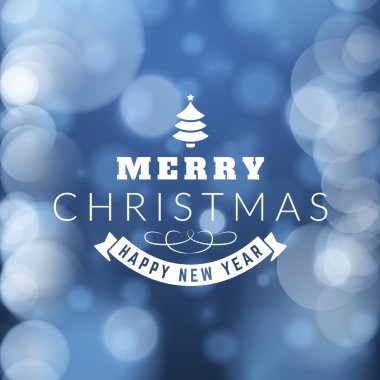 Neşeli Noel tebrik Kartpostalı Vintage tipografik rozeti ile. Vektör çizim