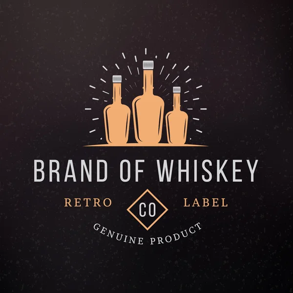 Whiskeyflaschen. Vintage Retro-Designelemente für Logo, Abzeichen, Abzeichen, Etikett. Geschäftszeichenvorlage. strukturierter Hintergrund — Stockvektor