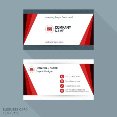 Modern Creative and Clean Business Card Template in Red Color. Vector Illustration