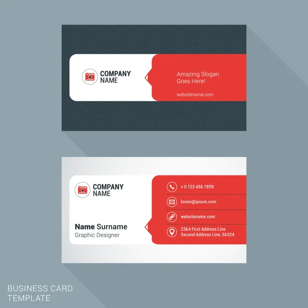 Modern Creative and Clean Business Card Template in Red. Vector Illustration — 스톡 벡터