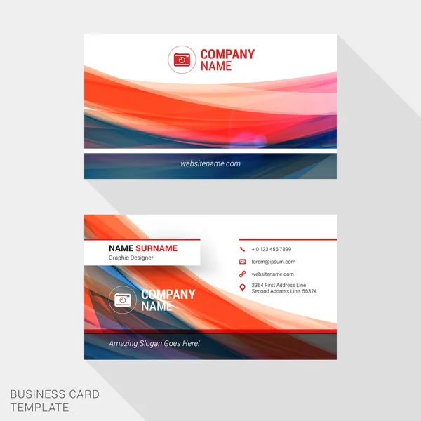 Modern Creative and Clean Business Card Template with Abstract Wave Background. Vector Illustration — 图库矢量图片