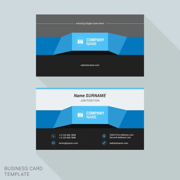 Modern Creative and Clean Business Card Template Blue Ribbon in Flat Design Style. Vector Illustration — Wektor stockowy