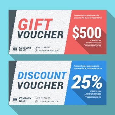 Hediye ve indirim çeki vektör tasarım yazdırma şablonu. Vektör çizim
