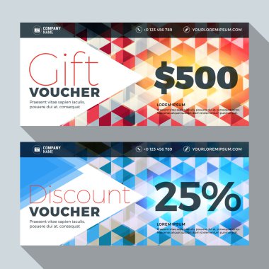 Hediye ve indirim çeki vektör tasarım yazdırma şablonu. Vektör çizim