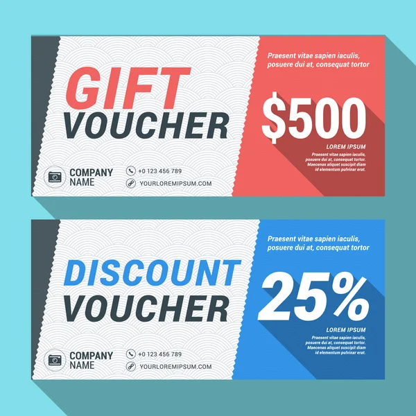 Hediye ve indirim çeki vektör tasarım yazdırma şablonu. Vektör çizim