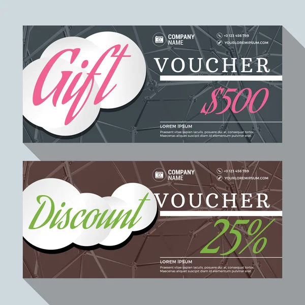 Regalo y descuento Voucher Vector Diseño Plantilla de impresión. Ilustración vectorial — Archivo Imágenes Vectoriales