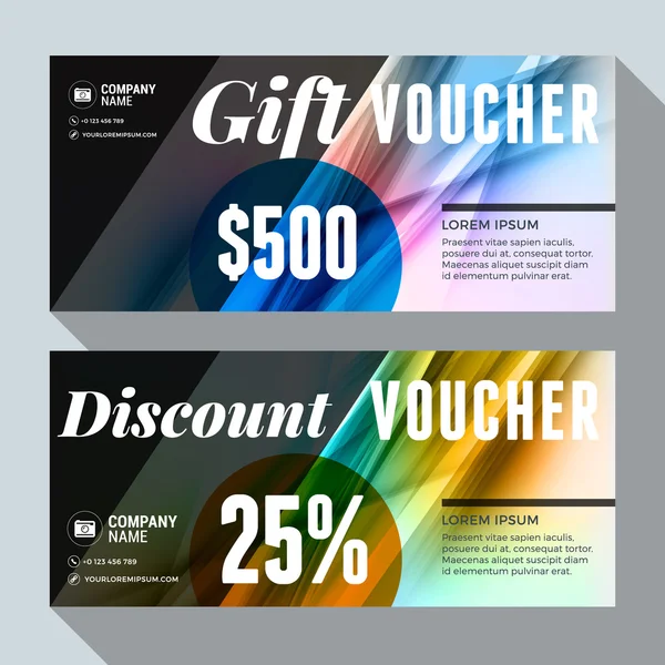 Hediye ve indirim çeki vektör tasarım yazdırma şablonu. Vektör çizim