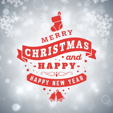 Retro Vintage Typographic Merry Christmas and Happy New Year Badge. Vector Illustration