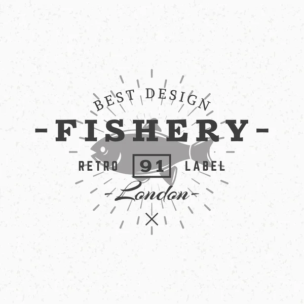 Fischerei. Vintage Retro-Designelemente für Logo, Abzeichen, Abzeichen, Etikett. Geschäftszeichenvorlage. strukturierter Hintergrund — Stockvektor