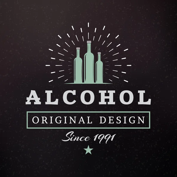 Botellas de alcohol. Elementos de diseño retro vintage para logotipo, insignia, insignia, etiqueta. Plantilla de firma de negocios. Fondo texturizado — Archivo Imágenes Vectoriales