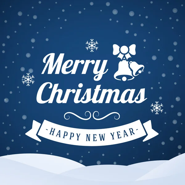 Retro Vintage Typographic Merry Christmas and Happy New Year Badge. Vector Illustration — 스톡 벡터