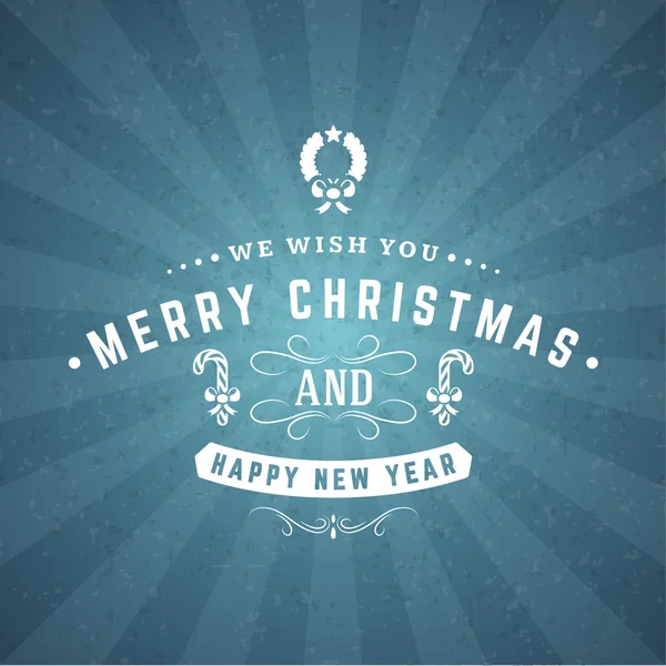 Retro Vintage Typographic Merry Christmas and Happy New Year Badge. Vector Illustration — 스톡 벡터
