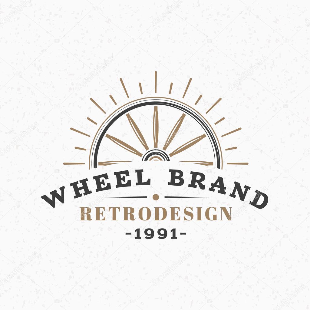 Wooden Wheel. Vintage Retro Design Elements for Logotype, Insignia, Badge, Label. Business Sign Template. Textured Background