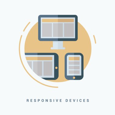 Flat Style Vector Illustration. Responsive Devices Concept. Desktop, Tablet PC and Mobile Phone