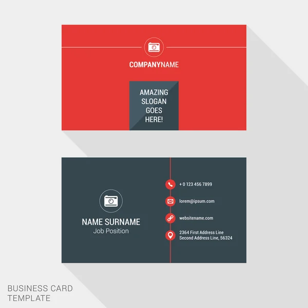 Modern Creative and Clean Business Card Template in Red Color. Flat Style Vector Illustration — Stockvector