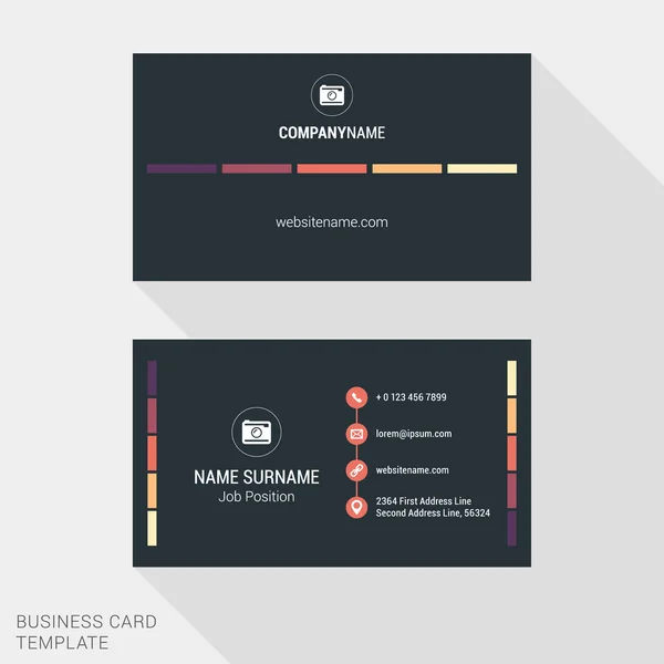 Modello moderno di biglietto da visita creativo e pulito con elementi e colori in stile piatto. Illustrazione vettoriale in stile piatto — Vettoriale Stock