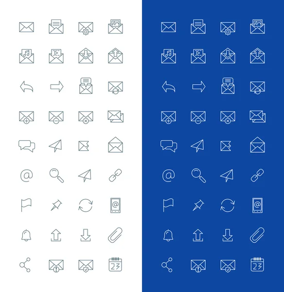 Linha de e-mail Art Design Vector Icon Set. Envelope, Link, Download, Calendário, Enviar — Vetor de Stock