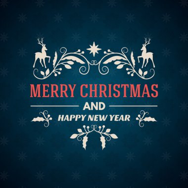 Christmas Postcard Typographic Merry Christmas and Happy New Year Badge. Vector Illustration