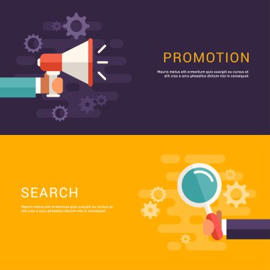 Flat Design Concept for Web Banners. Promotion and Search