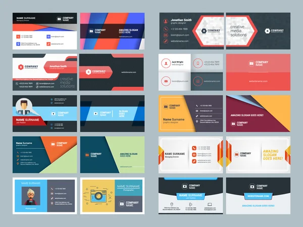 Set of Modern Creative and Clean Business Card Design Print Templates. Flat Style Vector Illustration — Διανυσματικό Αρχείο