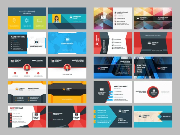Set of Modern Creative and Clean Business Card Design Print Templates. Flat Style Vector Illustration — 스톡 벡터