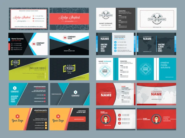 Set of Modern Creative and Clean Business Card Design Print Templates. Flat Style Vector Illustration — Stok Vektör