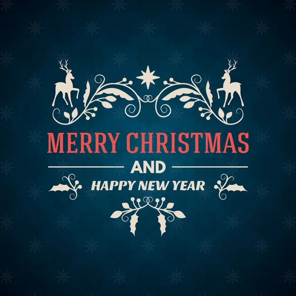 Christmas Postcard Typographic Merry Christmas and Happy New Year Badge. Vector Illustration — Stockvector