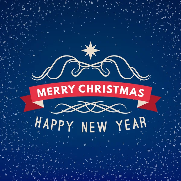 Christmas Postcard Typographic Merry Christmas and Happy New Year Badge. Vector Illustration — Stok Vektör
