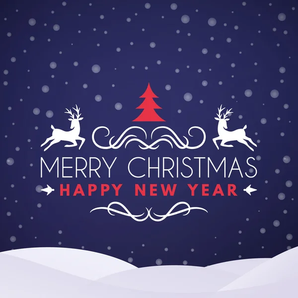 Christmas Postcard Typographic Merry Christmas and Happy New Year Badge. Vector Illustration — Stockvector