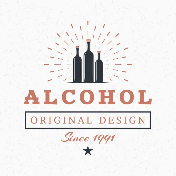 Alcohol Bottles. Vintage Retro Design Elements for Logotype, Insignia, Badge, Label. Business Sign Template. Textured Background — Wektor stockowy