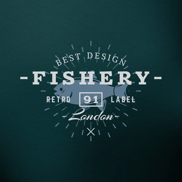 Fischerei. Vintage Retro-Designelemente für Logo, Abzeichen, Abzeichen, Etikett. Geschäftszeichenvorlage. strukturierter Hintergrund — Stockvektor