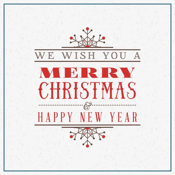 Merry Christmas Greeting Card. Vintage Typographic Badge on Light Textured Background. Vector Illustration — Stock Vector