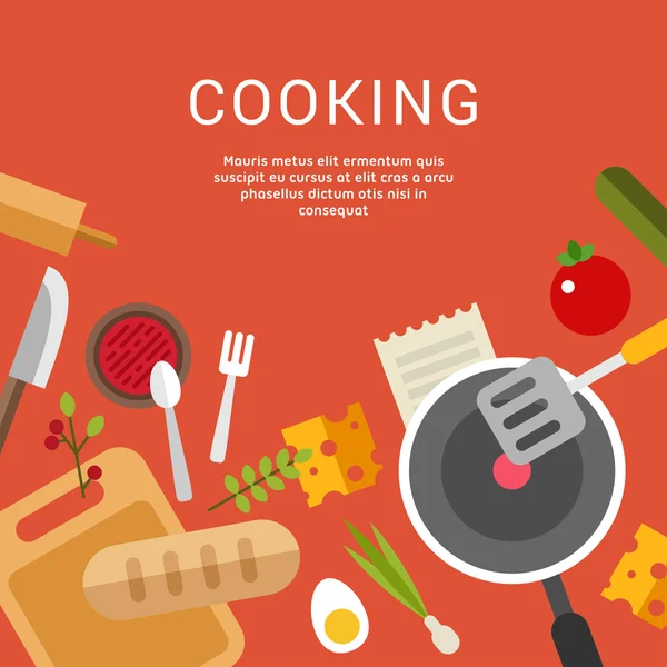 Концепція приготування їжі. Векторна ілюстрація в стилі плоского дизайну для веб банерів або рекламних матеріалів — стоковий вектор